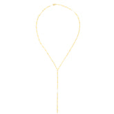 14K Gold Diamond Shape Lariat Mirror Chain Necklace